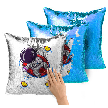 Μικρός αστροναύτης θάλασσα, Μαξιλάρι καναπέ Μαγικό Μπλε με πούλιες 40x40cm περιέχεται το γέμισμα