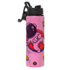 Metallic water bottle with safety lid, 850ml aluminum
