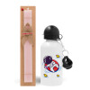 Easter Set, metallic aluminum bottle (500ml) & aromatic flat Easter candle (30cm) (PINK)