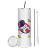 Tumbler stainless steel 600ml, with metal straw & cleaning brush