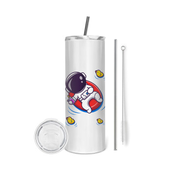 Μικρός αστροναύτης θάλασσα, Tumbler stainless steel 600ml, with metal straw & cleaning brush