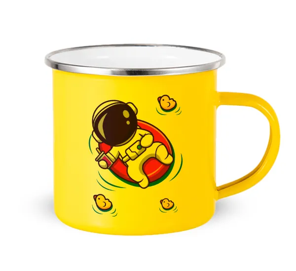 Μικρός αστροναύτης θάλασσα — Yellow Enamel Metallic Cup 360ml
