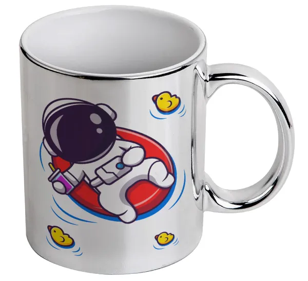Μικρός αστροναύτης θάλασσα — Mug ceramic, silver mirror, 330ml
