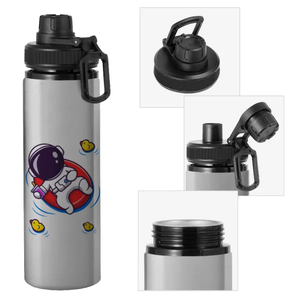 Μικρός αστροναύτης θάλασσα — Metallic water bottle with safety cap, 850ml aluminum