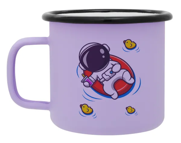 Μικρός αστροναύτης θάλασσα — Metal enamel mug, matte light pastel purple, 360ml
