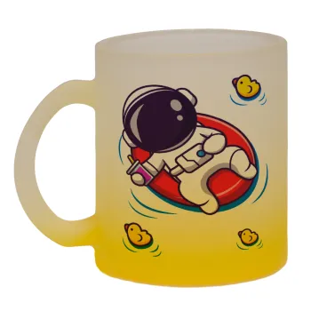 Μικρός αστροναύτης θάλασσα, Κούπα γυάλινη δίχρωμη με βάση το κίτρινο ματ, 330ml
