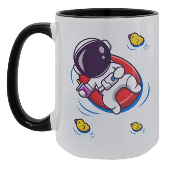 Μικρός αστροναύτης θάλασσα, Κούπα Mega 15oz, κεραμική Μαύρη, 450ml