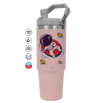 Μικρός αστροναύτης θάλασσα, Pink color, 890ml (30oz) stainless Steel Tumbler with Handle