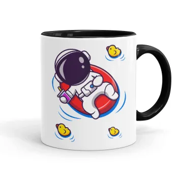 Μικρός αστροναύτης θάλασσα, Κούπα χρωματιστή μαύρη, κεραμική, 330ml