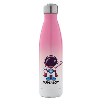 Little astronaut, Metal mug thermos Pink/White (Stainless steel), double wall, 500ml