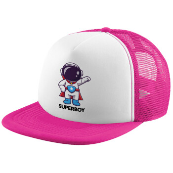 Little astronaut, Καπέλο Ενηλίκων Soft Trucker με Δίχτυ Pink/White (POLYESTER, ΕΝΗΛΙΚΩΝ, UNISEX, ONE SIZE)