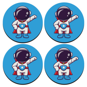 Little astronaut, SET of 4 round wooden coasters (9cm)