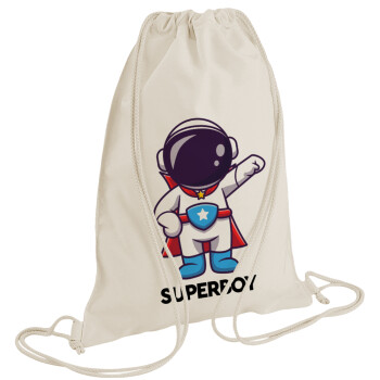 Little astronaut, Τσάντα πλάτης πουγκί GYMBAG natural (28x40cm)