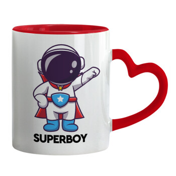 Little astronaut, Mug heart red handle, ceramic, 330ml