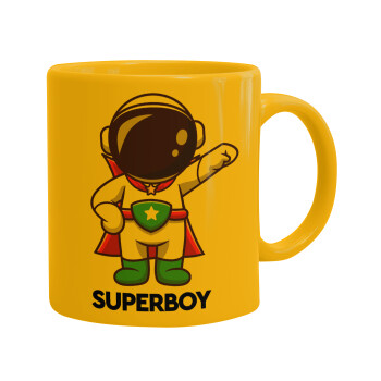 Little astronaut, Ceramic coffee mug yellow, 330ml (1pcs)