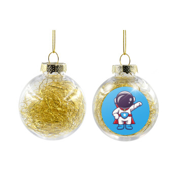 Little astronaut, Χριστουγεννιάτικη μπάλα δένδρου διάφανη με χρυσό γέμισμα 8cm
