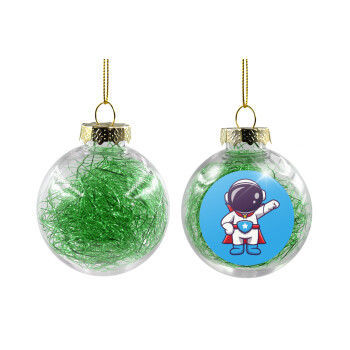 Little astronaut, Χριστουγεννιάτικη μπάλα δένδρου διάφανη με πράσινο γέμισμα 8cm