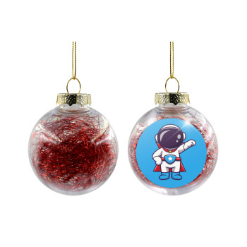 Little astronaut, Χριστουγεννιάτικη μπάλα δένδρου διάφανη με κόκκινο γέμισμα 8cm