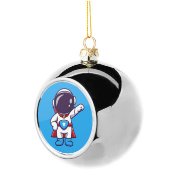 Little astronaut, Χριστουγεννιάτικη μπάλα δένδρου Ασημένια 8cm