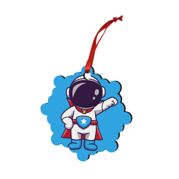 Little astronaut, Χριστουγεννιάτικο στολίδι snowflake ξύλινο 7.5cm