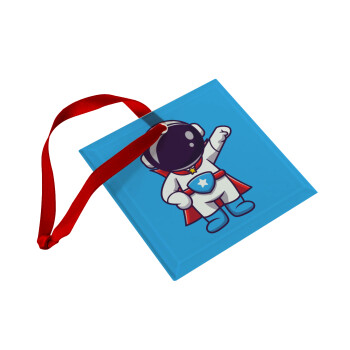 Little astronaut, Χριστουγεννιάτικο στολίδι γυάλινο τετράγωνο 9x9cm