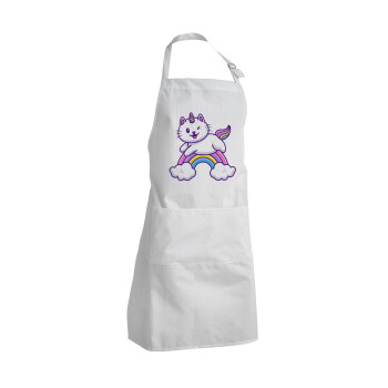 Cute cat unicorn, Adult Chef Apron (with sliders and 2 pockets)