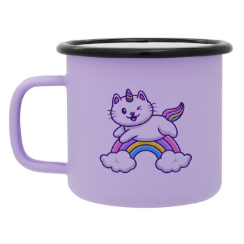 Cute cat unicorn, Κούπα Μεταλλική εμαγιέ ΜΑΤ Light Pastel Purple 360ml