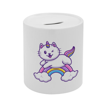 Cute cat unicorn, Κουμπαράς πορσελάνης με τάπα