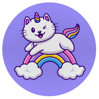 Cute cat unicorn, Mousepad Round 20cm