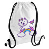 Backpack pouch GYMBAG white, with pocket (40x48cm) & thick cords