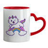 Mug heart red handle, ceramic, 330ml