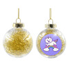 Transparent Christmas tree ball ornament with gold filling 8cm