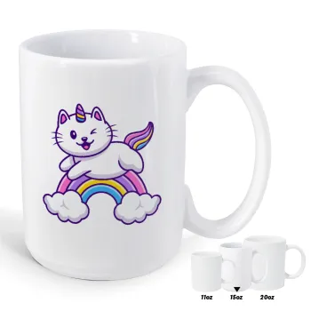 Cute cat unicorn, Κούπα Mega, κεραμική, 450ml