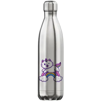 Cute cat unicorn, Inox (Stainless steel) hot metal mug, double wall, 750ml