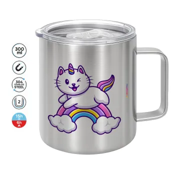 Cute cat unicorn, Mug Stainless steel double wall 300ml