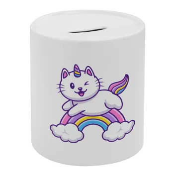 Cute cat unicorn, Κουμπαράς πορσελάνης με τάπα