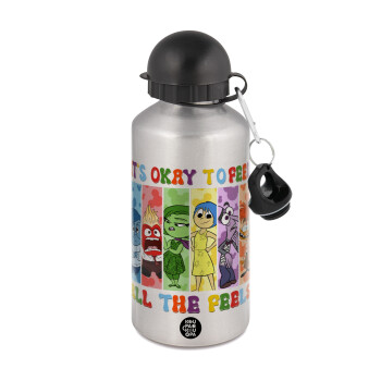 Inside Out It's Okay To Feel All The Feels , Metallic water jug, Silver, aluminum 500ml