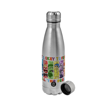 Inside Out It's Okay To Feel All The Feels , Metallic water bottle, stainless steel, 750ml