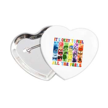 Inside Out It's Okay To Feel All The Feels , Κονκάρδα παραμάνα καρδιά (57x52mm)