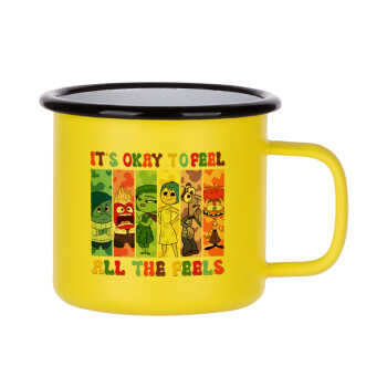 Inside Out It's Okay To Feel All The Feels , Metallic enamel MATT Yellow cup 360ml