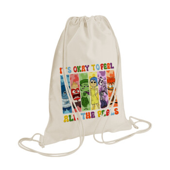 Inside Out It's Okay To Feel All The Feels , Backpack bag GYMBAG natural (28x40cm)