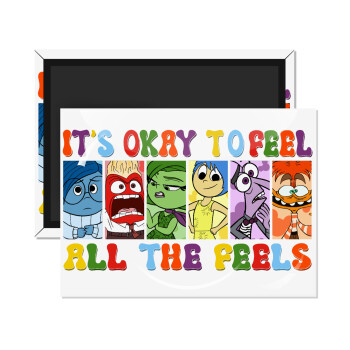 Inside Out It's Okay To Feel All The Feels , Ορθογώνιο μαγνητάκι ψυγείου διάστασης 9x6cm