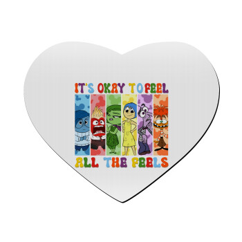 Inside Out It's Okay To Feel All The Feels , Mousepad heart 23x20cm