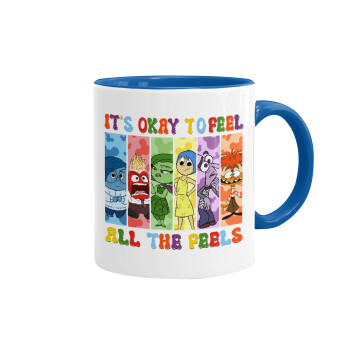 Inside Out It's Okay To Feel All The Feels , Mug colored blue, ceramic, 330ml