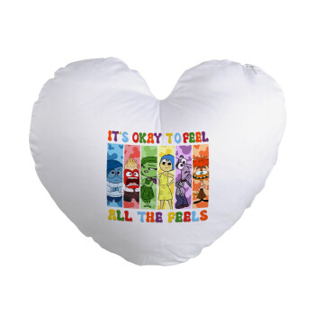 Inside Out It's Okay To Feel All The Feels , Μαξιλάρι καναπέ καρδιά 40x40cm περιέχεται το  γέμισμα
