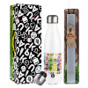 Easter candle, metallic white thermos bottle (500ml) & aromatic flat candle (30cm) (GRAY)