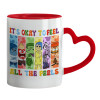 Mug heart red handle, ceramic, 330ml
