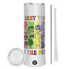 Tumbler stainless steel 600ml, with metal straw & cleaning brush