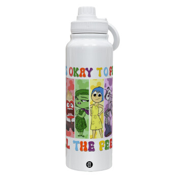 Inside Out It's Okay To Feel All The Feels , 1L Stainless Steel Thermal Bottle with Phone Holder & Double Wall Insulation
