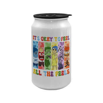 Inside Out It's Okay To Feel All The Feels , Κούπα ταξιδιού μεταλλική με καπάκι (tin-can) 500ml